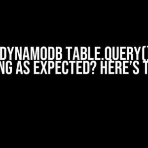 AWS DynamoDB table.query() Not Working as Expected? Here’s the Fix!